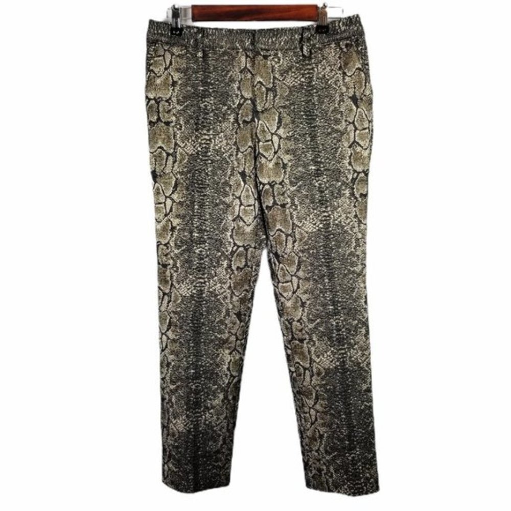 Worthington Gold Metallic Snakeskin Ankle Pants Women's 4 Front Pockets